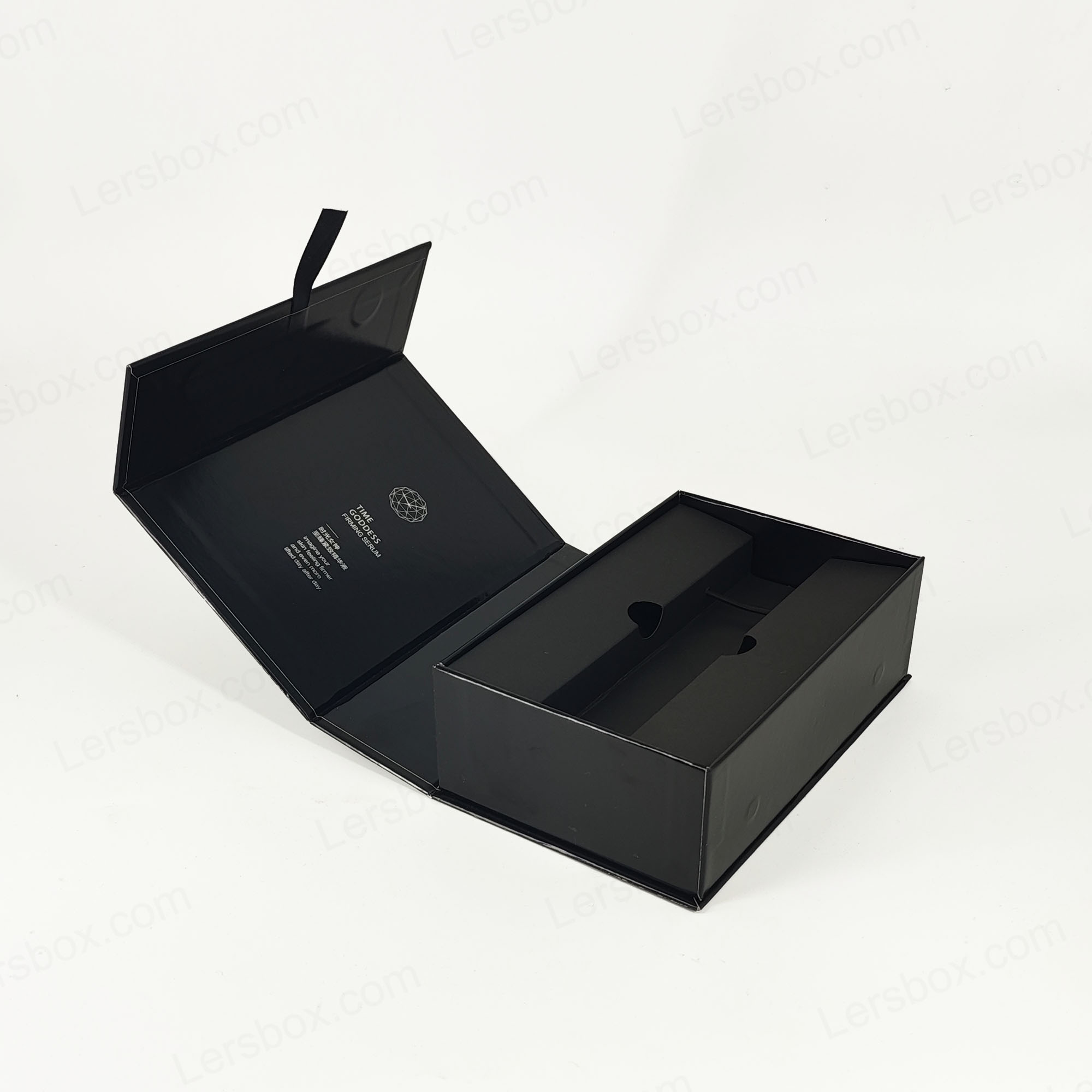 고급스러운 프리젠 테이션을위한 강성 뚜껑과 EVA 인서트가있는 금 포일 스탬프 향수 박스 HP021